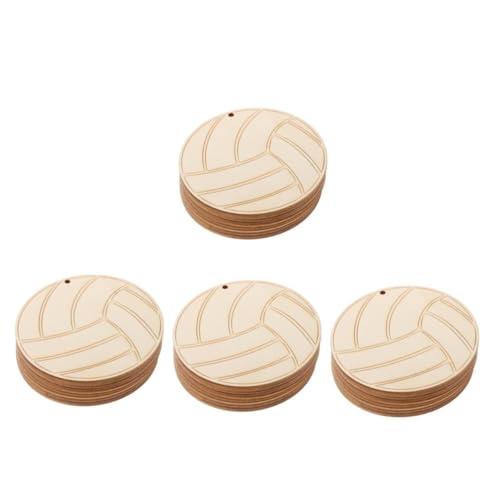 Operitacx 4 Sets Holz Volleyball Anhänger Dekoration Volleybälle DIY Volleyball Bastelprojekte Volleyball Bastelarbeiten DIY Volleyball Hängedekor Unfertiges Holzhandwerk Holzschild von Operitacx