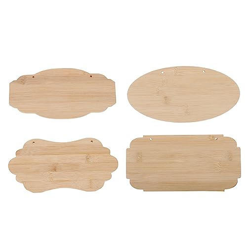 Operitacx 4 Stück Bambus-holz-leeranhänger Zum Aufhängen Wandkunst-dekoration Unfertiger Türhänger Leere Schilder Für Das Handwerk Unfertiger Ostertürhänger Diy Holztafel Hängende Holztafel von Operitacx