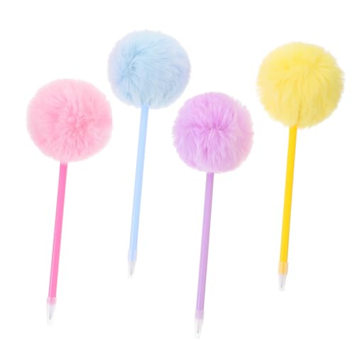 Operitacx 4 Stück Haarball-Schreibstift Kugelschreiber Kawaii-Stift Pom-Pom-Stift neuartige Füller süßer Stift Stifte im eleganten Stil flauschige Stift Zylinder Student Plüsch von Operitacx