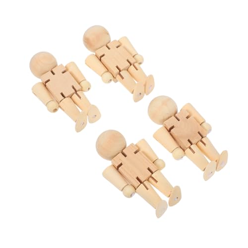 Operitacx 4 Stück Hölzerne Puppe Bemalbarer Nussknacker Unvollendete Nussknacker-figur Posierende Figur Bewegliche Figur Unvollendete Nussknacker Zum Bemalen Walnuss-soldat Holz Beige von Operitacx