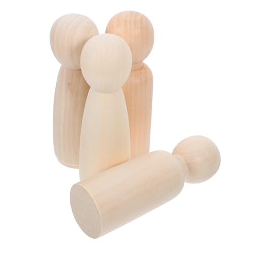 Operitacx 4 Stück Puppenspielzeug Aus Holz Holzspielzeug Unfertige Puppen Aus Holz Diy Peg Doll Diy Holzpflockpuppen Holzpflockmenschen Dekorative Holzpuppen Leute Pfeifen Beige von Operitacx