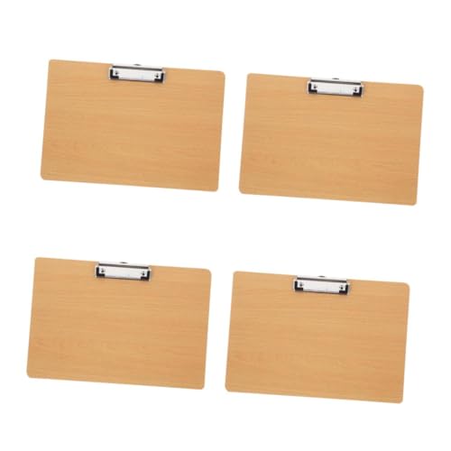 Operitacx 4 Stück Schreibblock-Clip Büro-Klemmbrett Rezeptordner Mini-Klemmbrett Malbrett Zwischenablagen Masse Klemmbrett mit Metallklammern Zwischenablage öffnen Clipboard-Clips MDF Khaki von Operitacx