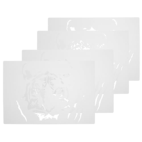 Operitacx 4 Stück Tiger-doodle-vorlage Kleine Schablonen Pastell Schablonen Zum Malen Schablonenvinyl Acetat Gel Klares Papier Buchstabenschablonen Tierische Vorlage Plastik Transparent von Operitacx