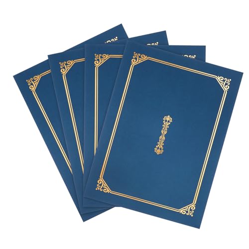 Operitacx 4 Stück Zertifikatssatz Büroprodukt Medaillenaufkleber Trophäen vergeben goldene Trophäe Heiratsurkunden dokumentenmappe ordner A4-Karte a4 Zertifikatsinhaber Diplom-Cover Blue von Operitacx