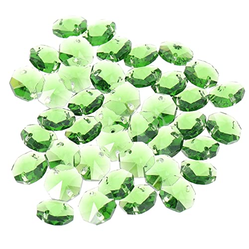 Operitacx 40st Achteckige Doppellochperlen Strasssteine Pendelleuchten Perlen Masse Massenperlen Modern Gießen Prismen Sicherungsperlen Diy Lampenperle Prisma Glas Kristall Green von Operitacx