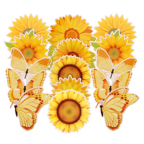 Operitacx 45 Stück Sonnenblumen Decoupage Stanzformen Aufkleber Frühlings Pinnwand Dekorationen DIY Ausschnitte Papier Sonnenblumen Papier Wandblumen Wandaufkleber von Operitacx