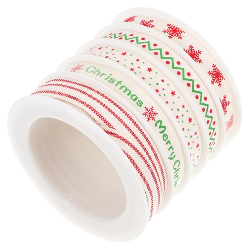 Operitacx 5 Rollen Schleife ribbons weihnachtsband geschenkband set weihnachtsgeschenkband künstliche Weihnachtskränze Bänder Geburt Bogenmaterial selber machen DIY-Band basteln Baumwolle von Operitacx