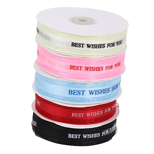 Operitacx 5 Rollen Verpackungsband ribbon bandfeile schienbeinschoner tape geschenksbandset Dekorationsband schwarzes Drahtband Geschenkband Band für die Party Kuchendekorband Schleife von Operitacx