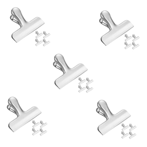 Operitacx 5 Sätze Edelstahlclip Binder Büroklammer Große Bulldoggenklammern Scharnierclip Aus Metall Tütenklammern Für Chips Kaffeebeutel-clip Silver Rostfreier Stahl 5 Stück * 5 von Operitacx