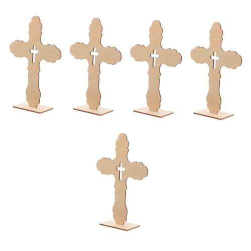 Operitacx 5 Sätze Holzkreuz Büro Dekoration Bürodekoration Wohnzimmerdekoration Wohnkultur Religiöses Pferde-wanddekor Kreuzdekor Bastelset Festival- Desktop-kreuz Beige 10 Stück * 5 von Operitacx