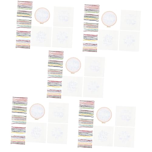 Operitacx 5 Sätze Kreuzstich embroidery kit embroidery set stickgarne embroidery fabric stickset selber machen Bausatz Stickübungszubehör Anfänger-Stickset für Erwachsene Polyester von Operitacx