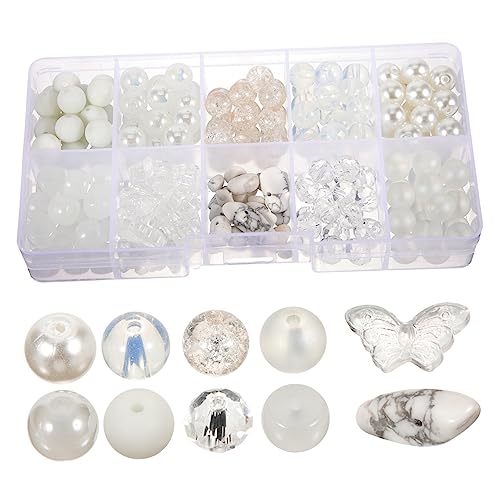 Operitacx 5 Sätze Perlenmaterial-kit Für Armbänder Perlen-Kits Halskettenschnüre Für Anhänger Bausätze Kleine Perlen Bastelzeug Glasperlen Lose Perlen Aus Glas DIY-perlen Weiß 200 Stück * 5 von Operitacx