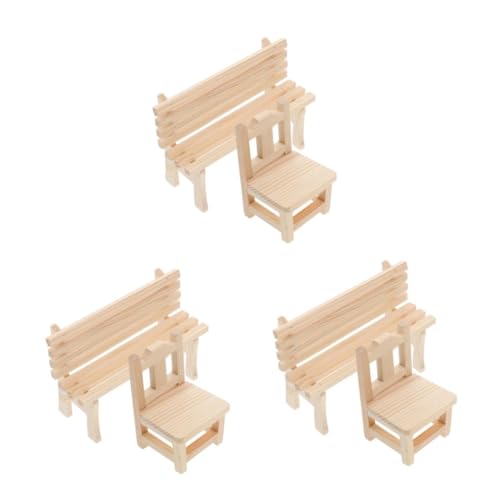 Operitacx 5 Sätze Puppenhausbank Miniatur-parkmöbel Kleine Parkbank Spielhaus Puppenhaus Sitzbank Puppenhaus Zubehör Miniaturbank Für Feengarten Miniatur-bank Holz Beige 2 Stück * 5 von Operitacx