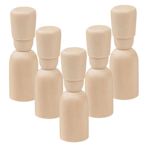 Operitacx 5 Stk Log Farbe Kleiner Holzmann Hölzerne Wirbelkörper Mini-peg-puppenfiguren Leere Holzpuppen Puppenkörper Aus Holz Holzpuppenmodell Holzpuppen Aus Holz Holzpflöcke Beige von Operitacx