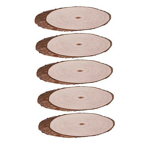 Operitacx 5 Stücke Natürliche Holzscheiben Unfertiger Leerer DIY Oval Geformte Holzscheiben von Operitacx