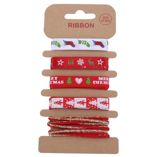 Operitacx 5 Weihnachtsband Rotes Dekor Weihnachts-Ripsband Ornamente erröten Band Weihnachtskranz Schleife ribbon stoffband weihnachten christmas decor handwerk projekt dekor bedrucktes Band von Operitacx