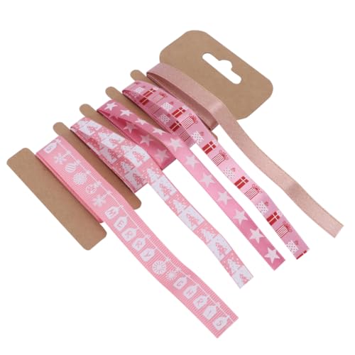 Operitacx 5 Weihnachtsband ribbon stoffband weihnachten weihnachts band weihnachtsbänder Buntes Band rote Wohndekoration Partyband Band zum Verpacken von Geschenken DIY Band zum Basteln Rosa von Operitacx