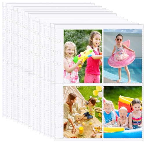 Operitacx 50 Stück A5-Ordnertaschen 6 Löcher Wasserdichter Loseblatt-Ordner 4 Taschen Fotokartenhüllen Wasserfester Transparenter Pvc-Ordner Für Akten Kartenfotos von Operitacx