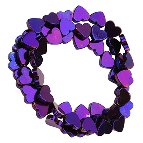 Operitacx 50 Stück Bastelperlen selber machen heart beads Schmuckperlen Schmuckdesign Schmuckbastelset Buchstaben aus Tonperlen Bausätze Ring farbige Steinperlen hohle Herzperlen Violett von Operitacx