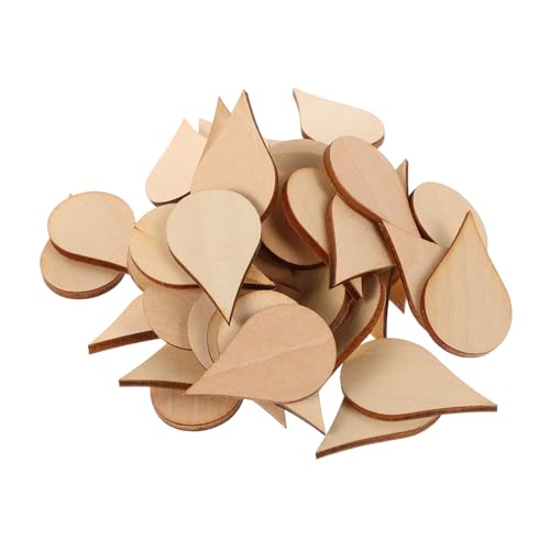 Operitacx 50 Stück Dekoration aus Holzspänen holzplatten natürliche Holzscheiben Holzschmuck für das Kunsthandwerk Ornamente aus Holzscheiben Holzornamente hölzern Beige von Operitacx