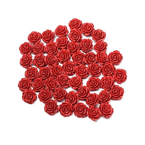 Operitacx 50 Stück Lose Rose Set Zur Herstellung Von Armbändern Schmuck Strasssteine ​​nähen Verpackung Anhänger Für Nägel Anhänger Aus Tonperlen Bastele Edelsteine Reize Bausatz Rot von Operitacx