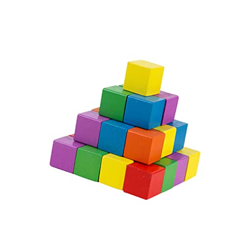 Operitacx 50 Stück Quadratischer Holzblock Mini-bausteine Bastelwürfel Kinder Bauen Würfel Regenbogenwürfel Quadratische Blöcke Würfelhandwerk Kleiner Block Bambus von Operitacx