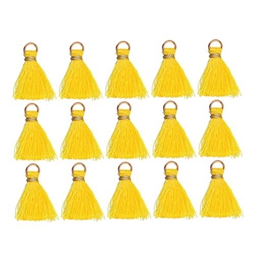 Operitacx 50 Stück Quaste Anhänger Quasten hängender Schlüsselanhänger mit Quaste DIY Quaste Schlüsselanhänger Tassel Buchzeichen Tassel dekoration Fan-Anhänger Fächerquaste Rayon Yellow von Operitacx