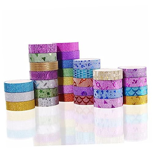 Operitacx 50 Stück glitzerndes goldenes Papierband wandverkleidung party decoration Schreibbare Klebebänder geschenkverpackung wasserfestes tape verpackung DIY Washi Tape von Operitacx