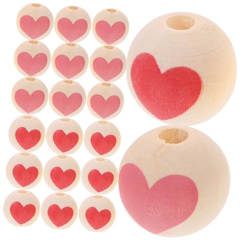 Operitacx 50 Stück zubehör für holzperlen selber machen valentinstag DIY perlen Schmuck Abstandsperle basteln für kinder bastelmaterial für kinder hausdeko runde lose Holzperlen zarte Perlen von Operitacx