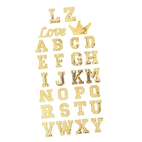 Operitacx 56St Alphabet-Patches Hut Zubehör Alphabet gestickte Aufnäher Hotfix buchstaben aufnäher buchstaben patches buchstaben aufkleber Kleiderflicken Kleidungsflicken Stoff Golden von Operitacx