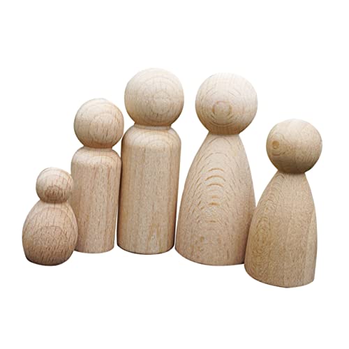 Operitacx 5St handbemalte Puppenspielzeuge Kinderpuppen Familie Steckpuppen Kinderspielzeug dekorative Steckpuppe kinder bastelset bastelzeug für kinder Holzpuppe für DIY Holzpuppen Buche von Operitacx