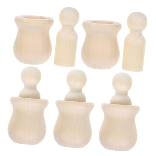 Operitacx 5st Puppen-holzglas-set Dekorative Holzpuppen Unbemalte Holzfiguren Bastelset Für Holzpuppen Peg-puppe Puppenbausatz Aus Holzpflöcken Puppenmodell Aus Holz Hölzern Khaki von Operitacx