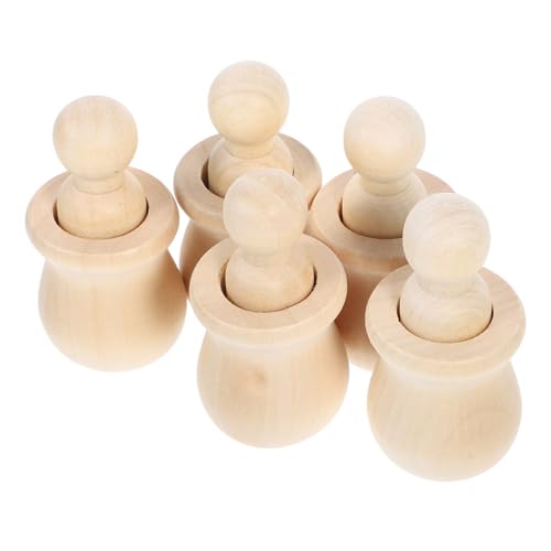 Operitacx 5st Puppen-holzglas-set Unbemalte Holzfiguren Puppenmodell Aus Holz Blanko-peg-puppen Aus Holz Dekorative Holzpuppen Leere Holzpflockpuppe Puppe Aus Holz Bastelpuppen Hölzern Khaki von Operitacx