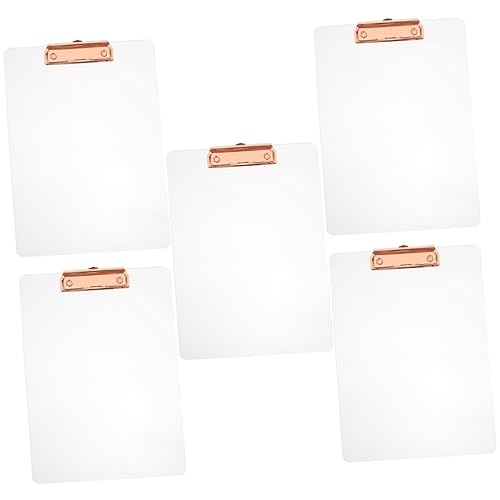 Operitacx 5st Transparenter Ordner Klemmbrett Mit Speicher Papierhalterbrett Planke Süßes Klemmbrett Mit Stauraum Übersichtliche Zwischenablage Roségoldenes Klemmbrett Acryl Rose Gold von Operitacx