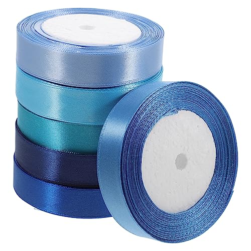 Operitacx 6 Rollen 25cm Band handwerkliche Seile Geschenkband gestaltetes Paketband Hochzeitsdekoration DIY liefert seidenband ribbon schönes Paketband Schneidbares Bastelband Polyester Blue von Operitacx