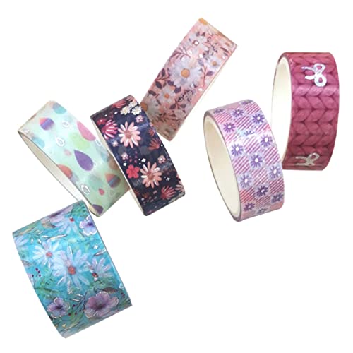 Operitacx 6 Rollen Gänseblümchen Washi Tape Blumenbänder Papier Klebeband Farbband Regenbogenband scheckheft scrapbbok dekoratives Washi-Tape Washi Tape zum Aufzeichnen Japanisches Papier von Operitacx