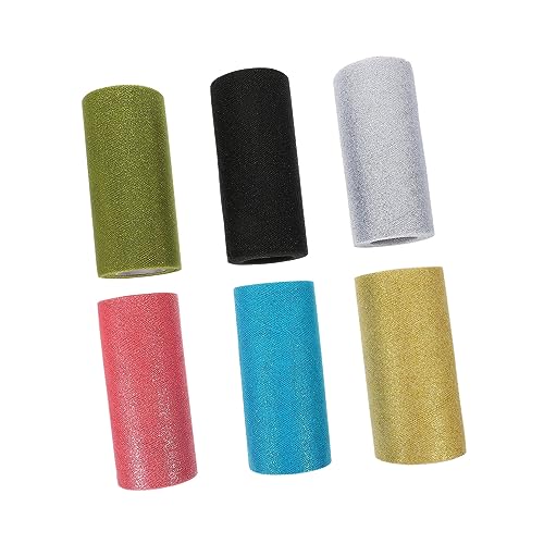 Operitacx 6 Rollen Glitzer-mesh-rolle Hessischer Tischläufer Band Zum Verpacken Kräuseln Spitzenband Pop-perlen Bänder Zum Verpacken Bänder Zum Basteln Dekorationen Edelsteine Ort Polyester von Operitacx