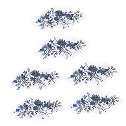 Operitacx 6 Stk Gestickter Stoffaufnäher Pailletten-Patches kleidung dekorationen selber machen sequin stickerpappier bügeln Aufnäher mit Blumenstickerei 3D-Blumenflecken Polyester Blue von Operitacx