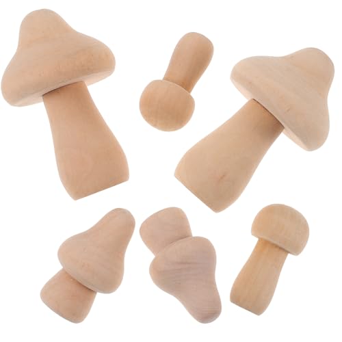 Operitacx 6St Pilzkopf-Anhänger aus Holz Mini-Spielzeug unfertige Pilze Pilzfiguren Mini-Pilze Natürliche Holzdekoration Holzfiguren Bastelset Mini-Holzhandwerk Pilz DIY Ornamente Holzpilze von Operitacx