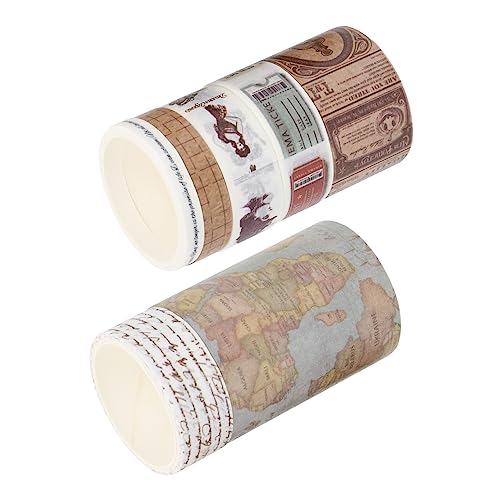 Operitacx 7 Rollen Washi Tape Aufkleber Scrapbooking Etiketten Journaling Goldfolie Masking Tape Tapes Stempel Themen Stempel Retro Briefpapier Klebeband Dekoration Kartendekor von Operitacx