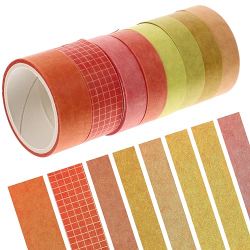 Operitacx 8 Rollen Einfarbiges Washi Tape Nachfüllung Papier durchsichtiges Paketband Klebstoff Spender the washi tape multifunktionales klebeband Washi Tapes zum Basteln zarte Bänder Yellow von Operitacx