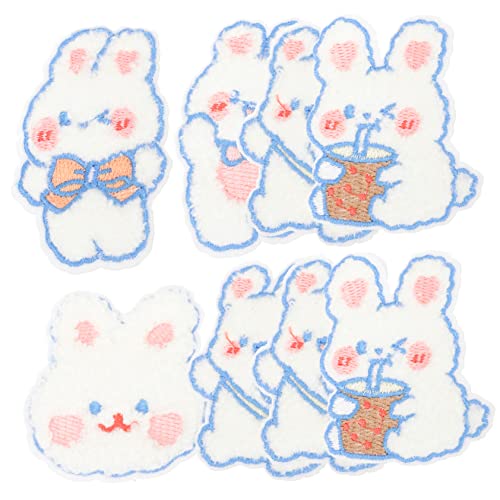 Operitacx 8st Cartoon-kaninchen-stoff-aufkleber Kleidungsstück Patches Dekor Diy Patches Dekor Flicken Zum Nähen Von Mänteln Mit Kaninchen Bestickte Aufnäher Kaninchen-patch Chenille-tuch von Operitacx