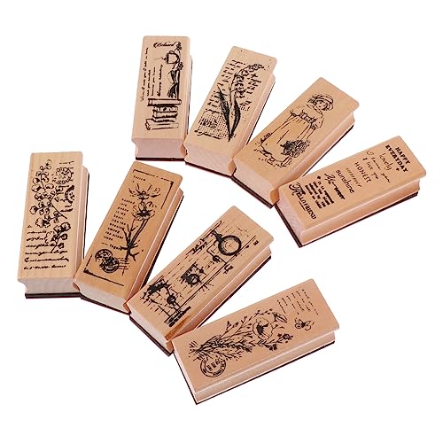 Operitacx 8st Diy Dekorativer Stempel Kinderschmuck Dekorativer Holzstempel Tagebuchstempel Holz Zum Basteln Holz Machen Blumenstempel Aus Holz Grußsiegel Holzblock Kleinkind Holz Fee von Operitacx