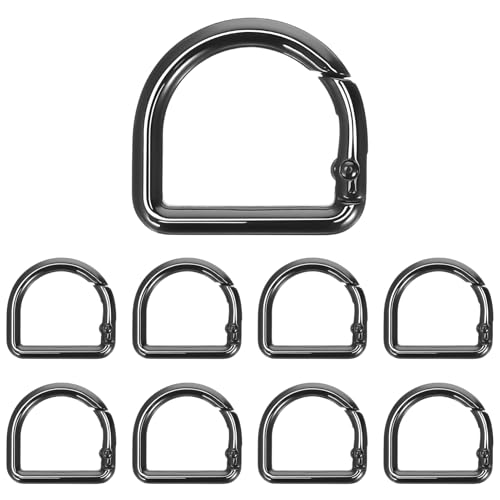 Operitacx 9St Federspule rucksack zubehör schlüsselanhanger Leichte Karabinerhaken D-Ring mit Feder Metall-D-Ring kleine D-Ring-Clips D-Ring-Schlüsselbundclip D-Ring-Haken Legierung Black von Operitacx