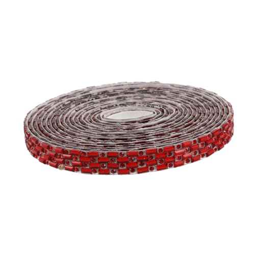 Operitacx Buntglas-Strassstreifen bastelmaterial funkelndes Strassband Bling-Wrap DIY Handwerk Strass Bling Wrap Strassband Perlenband Strassbandbesatz Strasskette Strasssteine rot von Operitacx