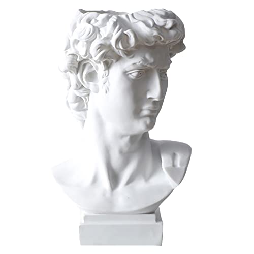 Operitacx David Bust Statue Bleistiftbecher Kunstharz griechische Büste Skulptur Kopf Pflanzgefäß Vase Desktop Schreibwaren Organizer Make-up Pinsel Halter für Zuhause Büro von Operitacx