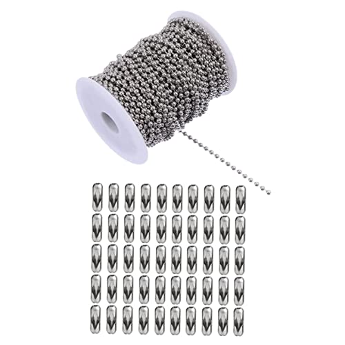 Operitacx Edelstahl Kugelkette Mit 50 Verbindungsstücken DIY Perlenkette Für Schmuckherstellung Durchmesser Perfekte Für Halsketten Und Armbänder von Operitacx