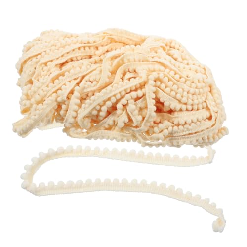 Operitacx Handgefertigte Bekleidungsmaterialien Gardinenleisten Kleine Pompons Trimmen Fransenbandschnürsenkel Vorhangverzierung Trimmt Band Kugelband Fransenband Nähen Polyester Beige von Operitacx