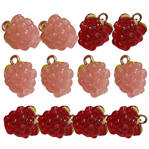 Operitacx Ohrring Labret-Schmuck Kettenanhänger 12 Stück Traubenfrucht-Anhänger Kleine Harz-Frucht-Anhänger Für Halskette Armband Schmuckherstellung Basteln Rot Rosa Ohrringanhänger von Operitacx