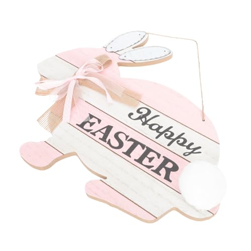 Operitacx Ostern Tür hängen Home-Anhänger Buchsbaum Osterhasen-Veranda-Schild Girlanden bedroom decoration wandverkleidung Zuhause hängend schmücken Ostern hängend schmücken Holz Rosa von Operitacx